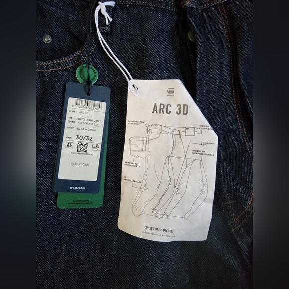 NWT G-Star Raw Arc 3D Denim Dark Wash Jeans 30/32 - Picture 3 of 10